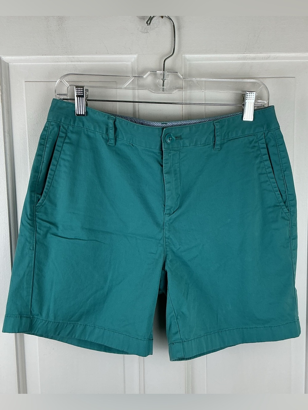 L.L.Bean Favorite Fit Teal Chino Shorts Size 8